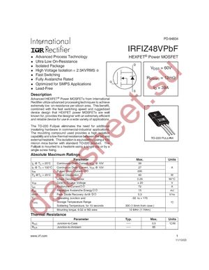 IRFIZ48VPBF datasheet  